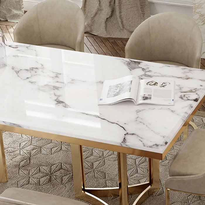 Everly Quinn 70.87'' Genuine Marble Dining Table & Reviews Wayfair
